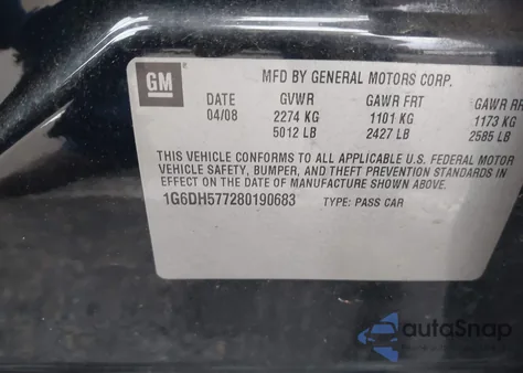 2008 Cadillac Cts Standard z USA, uszkodzony, nr VIN 1G6DH577280190683